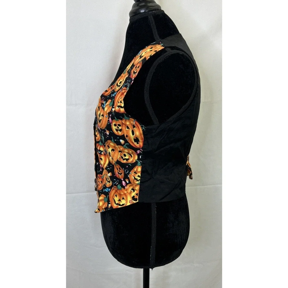 Vintage 111 Main Black Pumpkin Halloween Jack-O-Lantern Vest Size Medium Charity